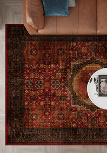 Vintage-style red Persian rug for the living room.
