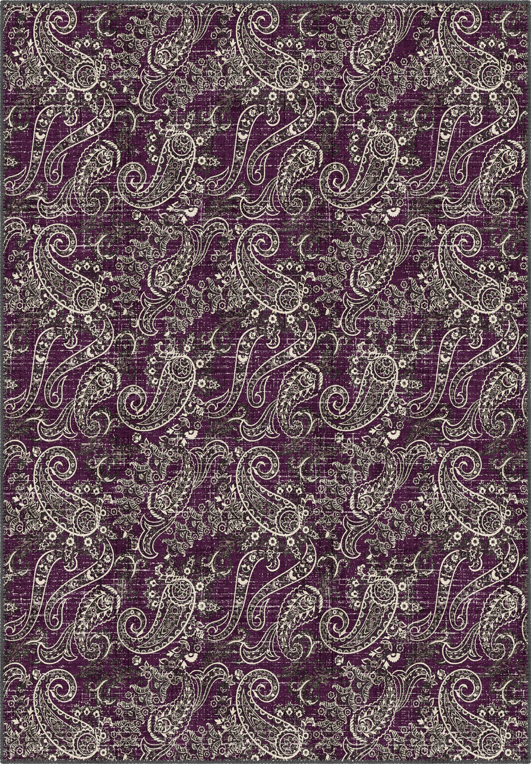 Purple paisley rug for living room.