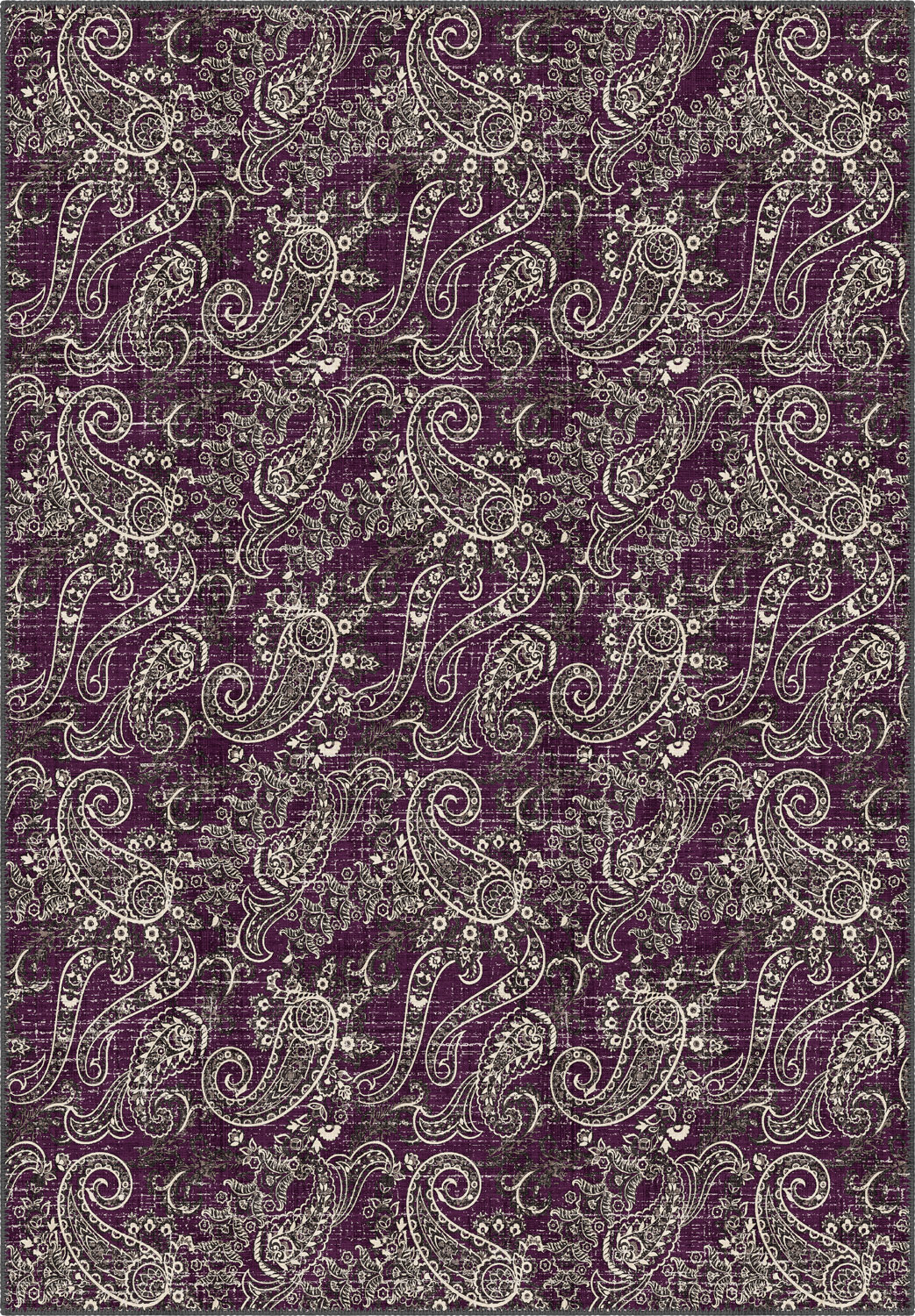 Purple paisley rug for living room.