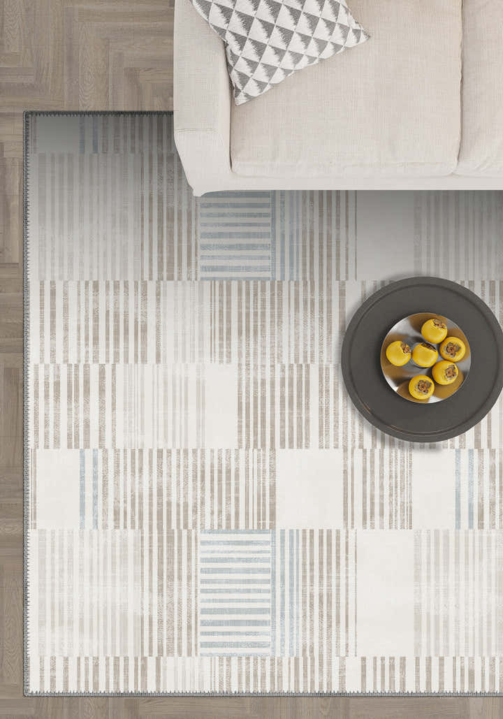 Ivory scandinavian rug for living room.