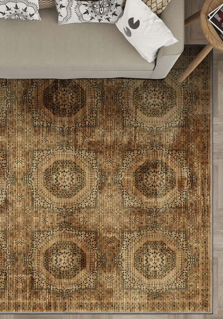 Brown Persian rug for living room.