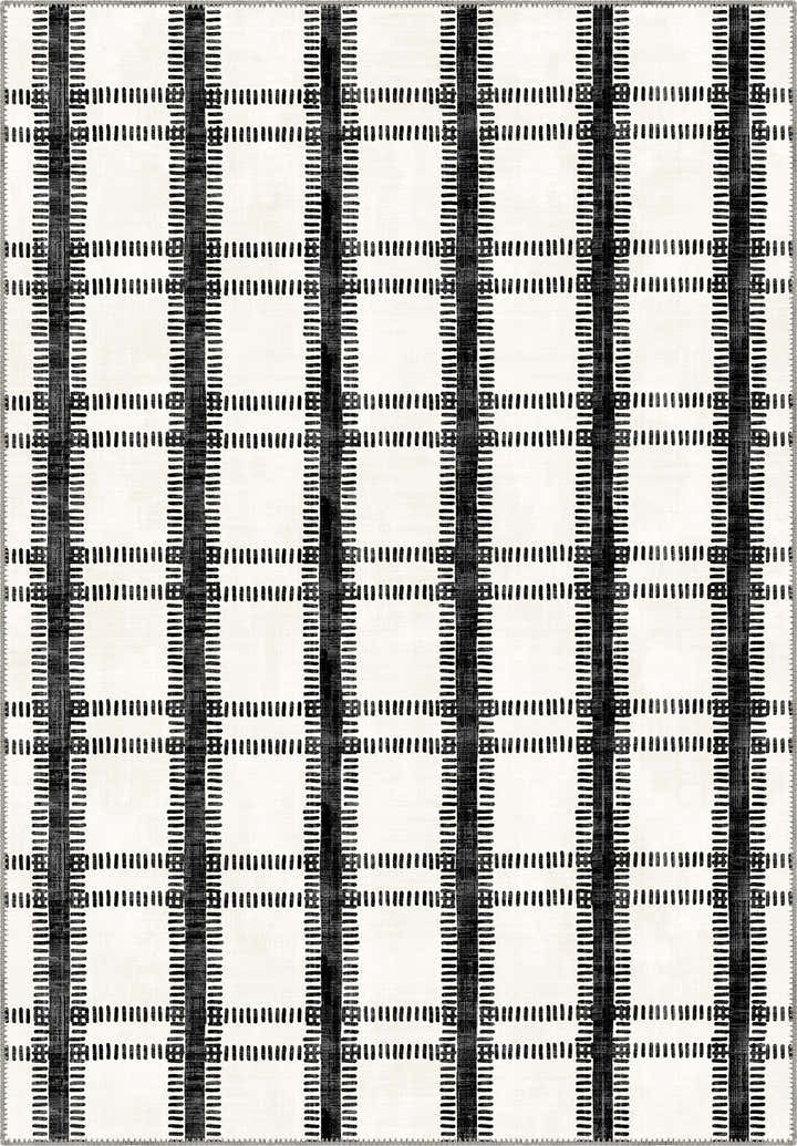 Black and white striped rug
