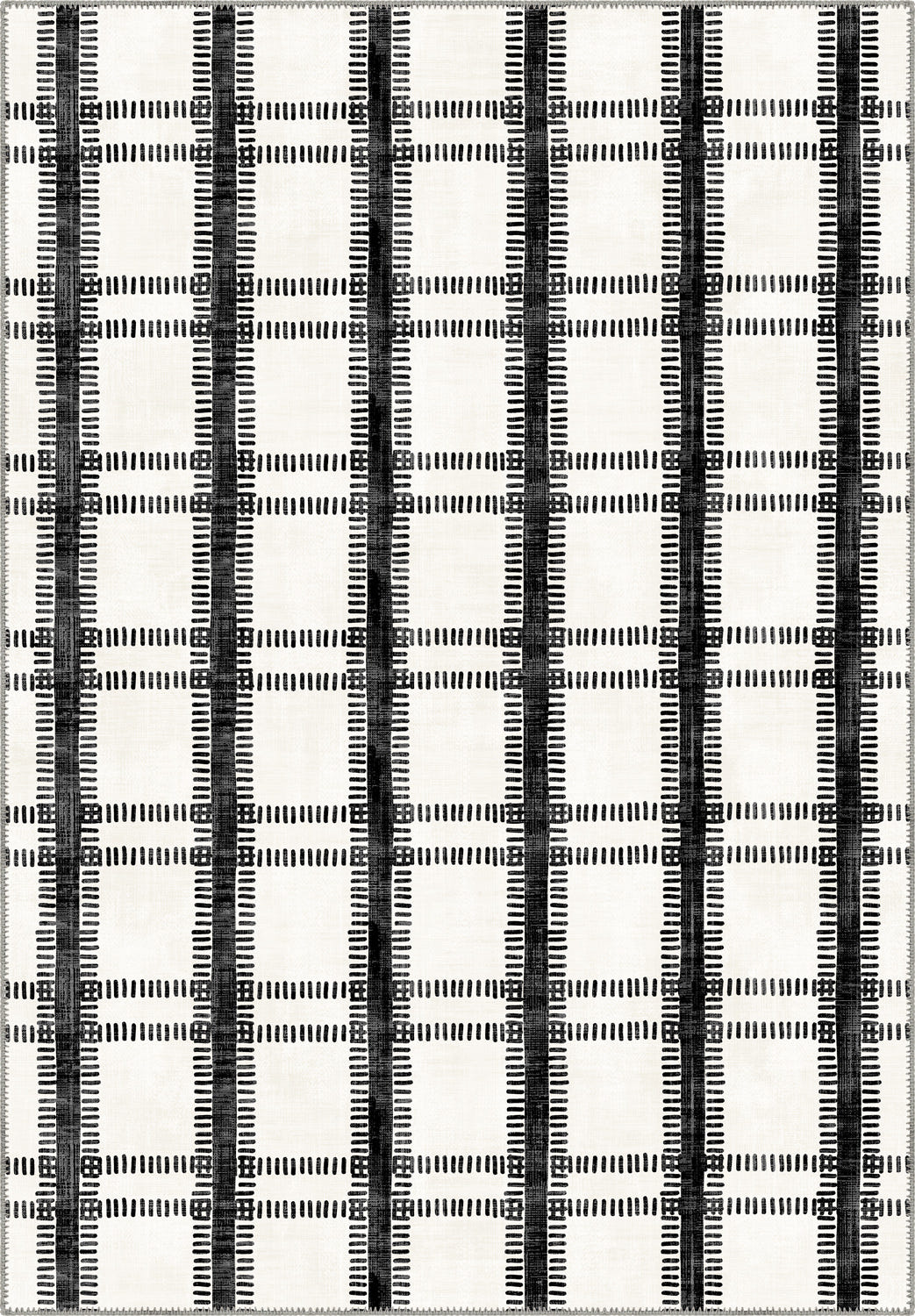 Black and white striped rug