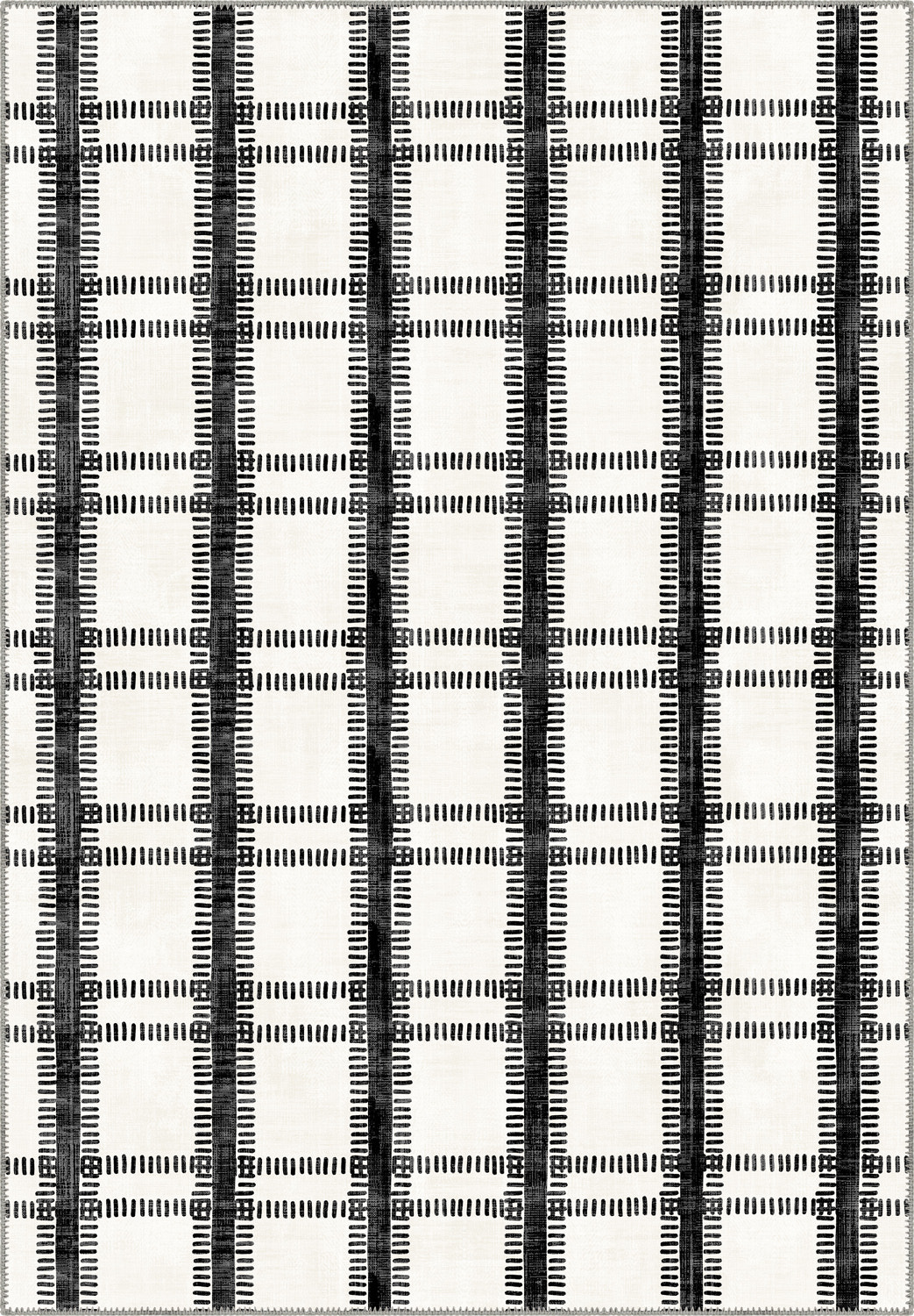 Black and white striped rug