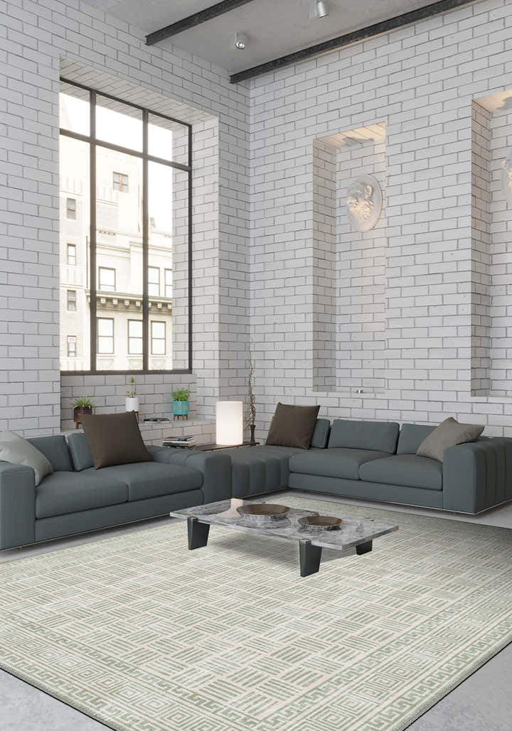 Vincent Geometric Soft Green Rug