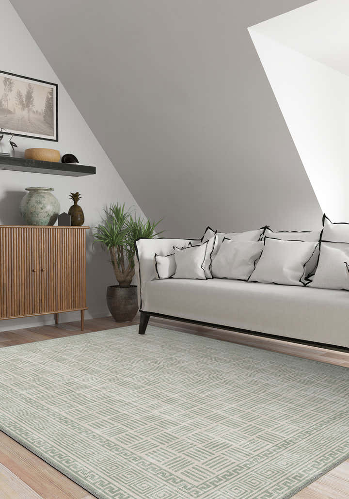 Vincent Geometric Soft Green Rug