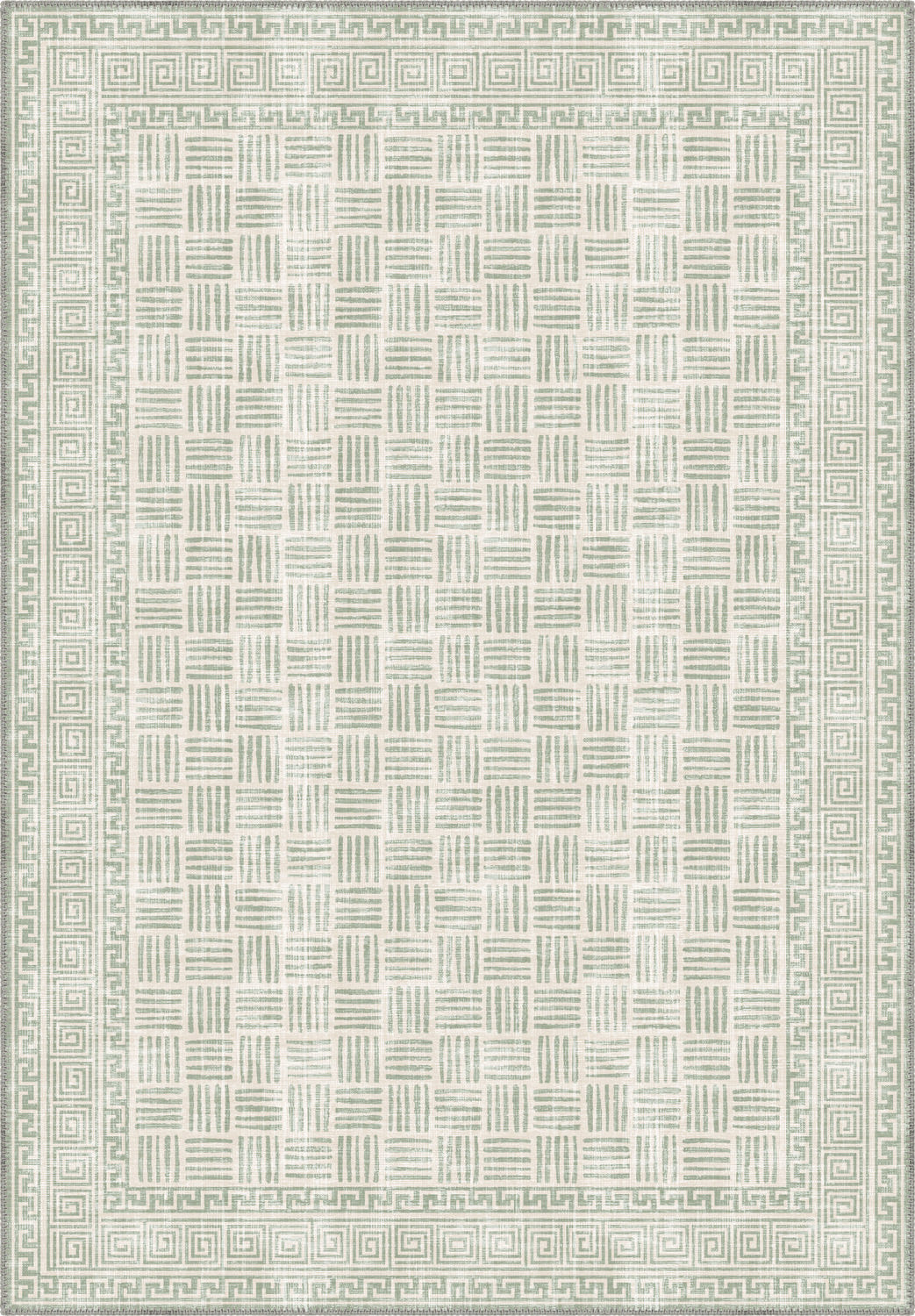 Soft green rug for living room.