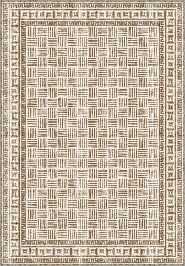 Geometric rug in sand, beige and brown tones