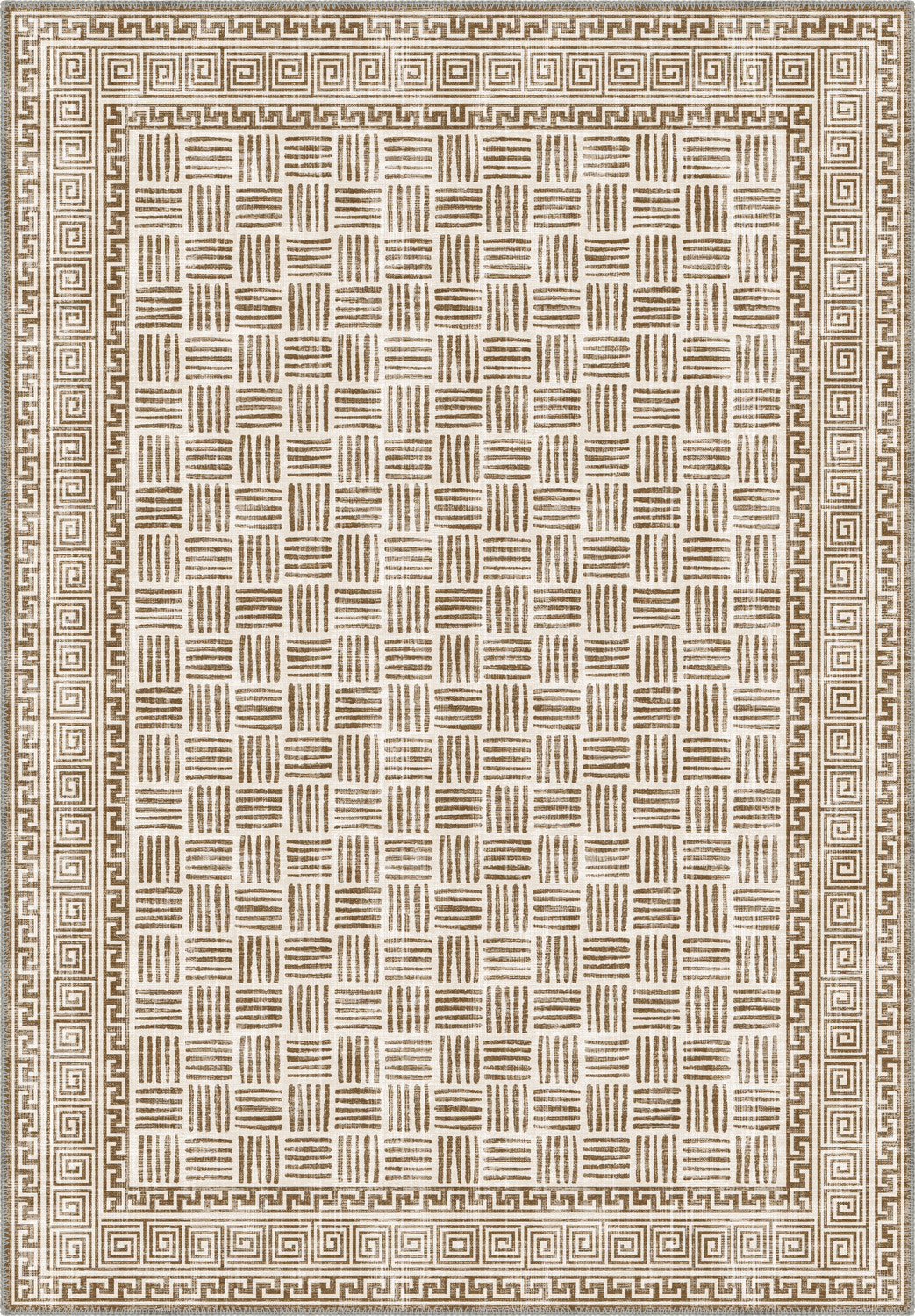 Geometric rug in sand, beige and brown tones