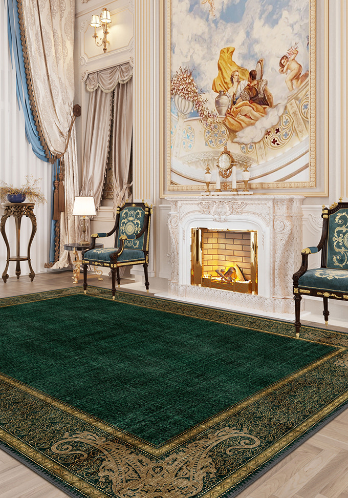 Sultana Green Victorian Rug