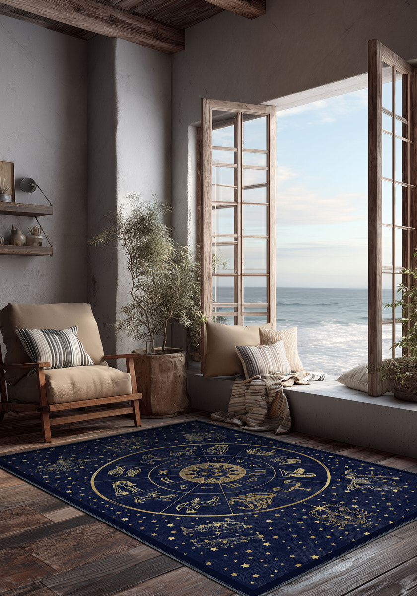 Vega Navy Zodiac Rug