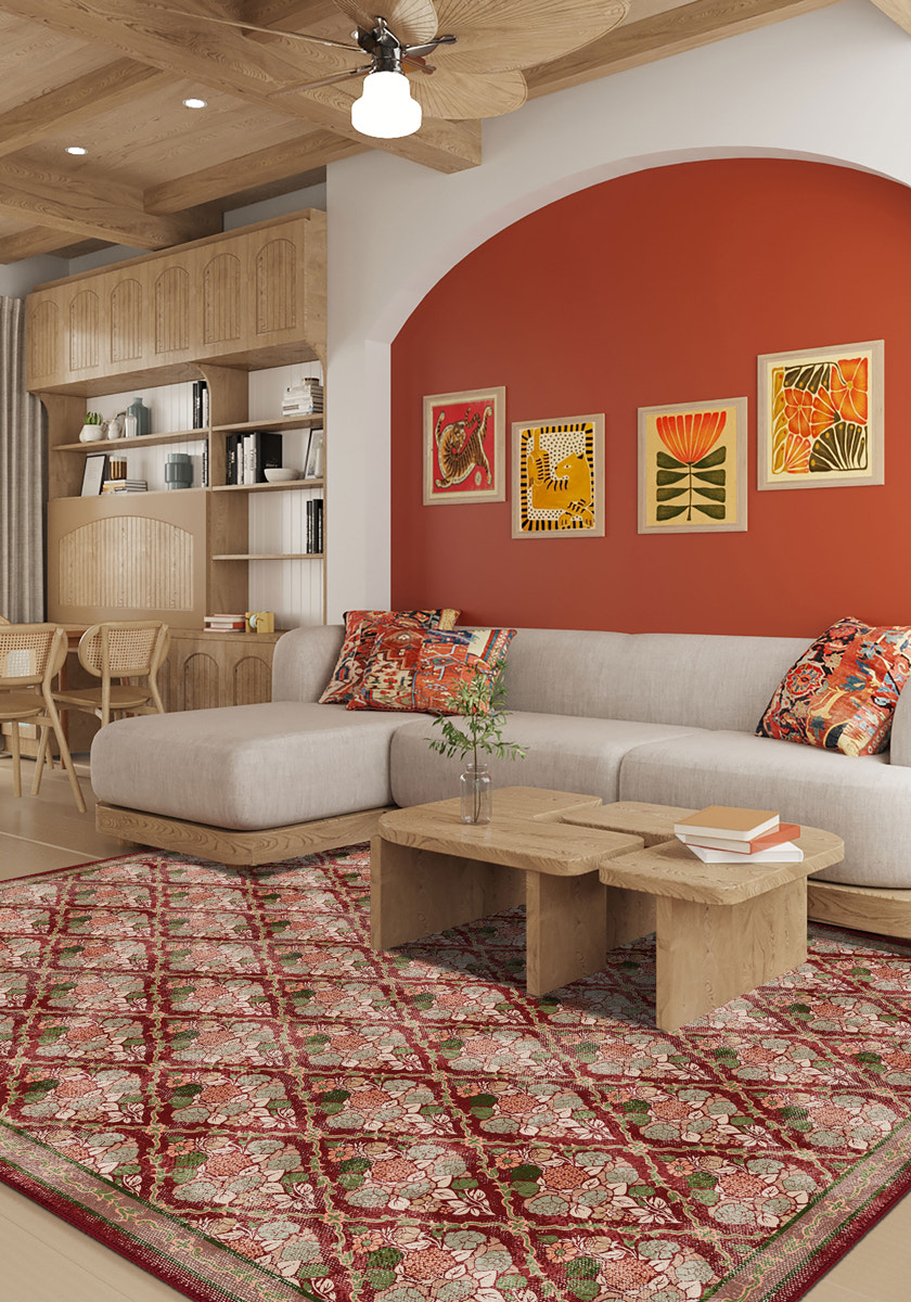 Willow Floral Burgundy Rug