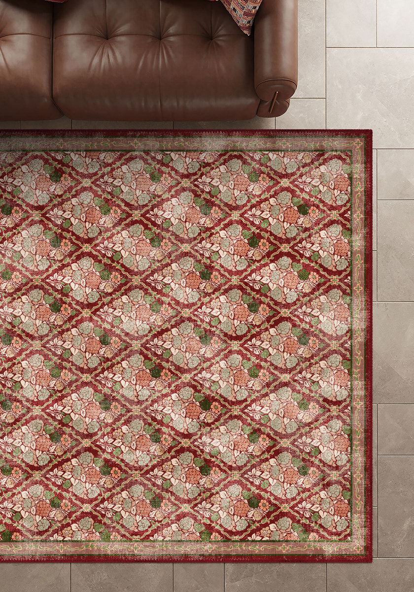 Willow Floral Burgundy Rug